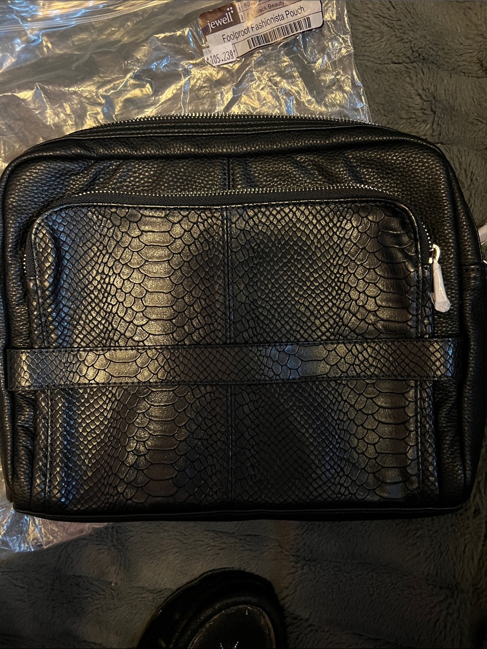 thirty-one Black Faux Snakeskin Belt Bag